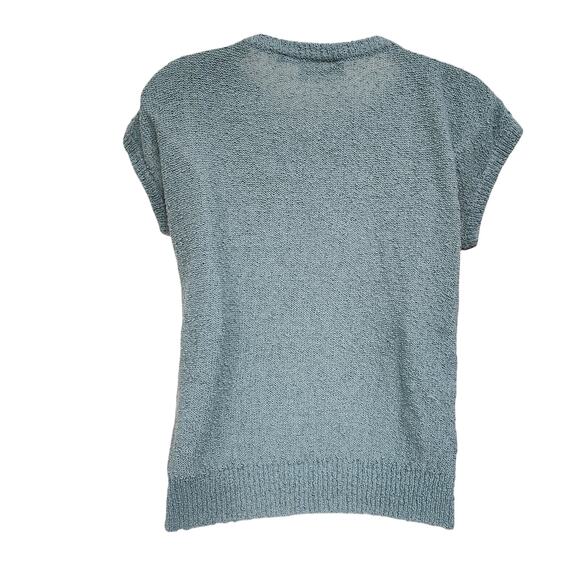 Vintage Weathervane Short Sleeve Cable Knit Sweater Sky Blue Size Medium - Picture 2 of 9